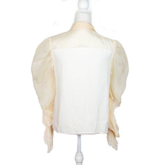 TORY BURCH Cream Victorian Style Ruffle Silk Long Sleeve Blouse - Picture 9 of 13